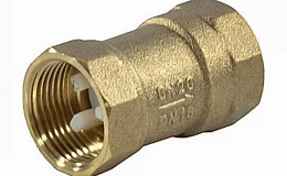 Клапан обратный латунь осевой КОП Ду 20 Ру16 ВР G3/4" диск пластик Пензапромарматура 00121000, DN 20, 3/4 дюйма