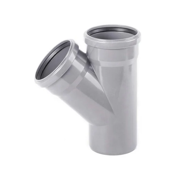 Тройник PP-H серый Дн 32х32х45гр б/нап в/к VALFEX 22032032