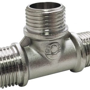 Тройник латунь никель переходной Ду 15х20х20 (1/2"х3/4"х3/4") НР/НР/НР Valfex VF.131.N.034, DN 15, 1/2 дюйма