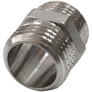 Ниппель латунь никель Ду 15 (1/2") НР Valfex VF.582.N.012, DN 15, 1/2 дюйма