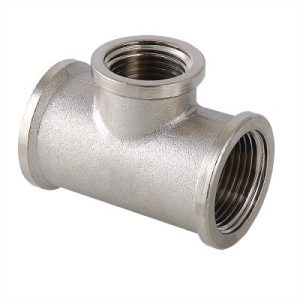 Тройник латунь никель переходной Ду 20х15х20 (3/4"х1/2"х3/4") ВР VALFEX VF.750.N.034.012.034, DN 20, 3/4 дюйма